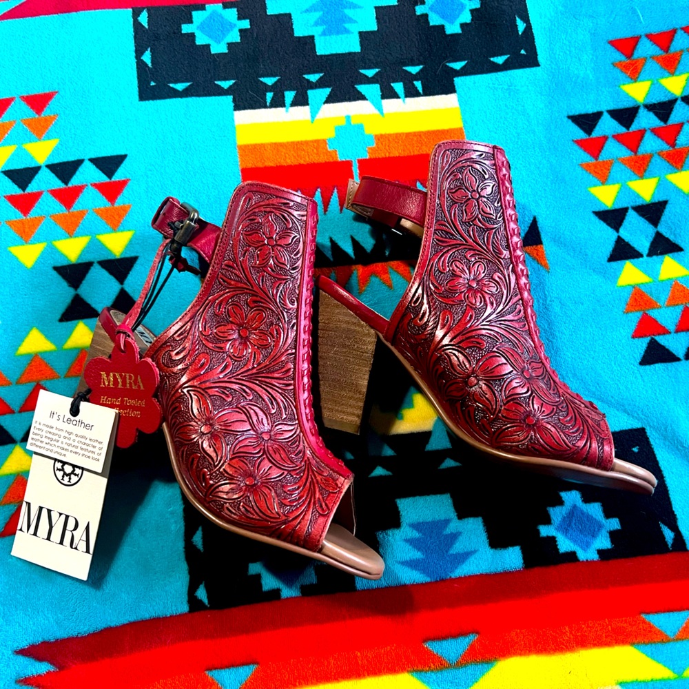Myra Bag Red Heeled Boots with Snakeskin Texture